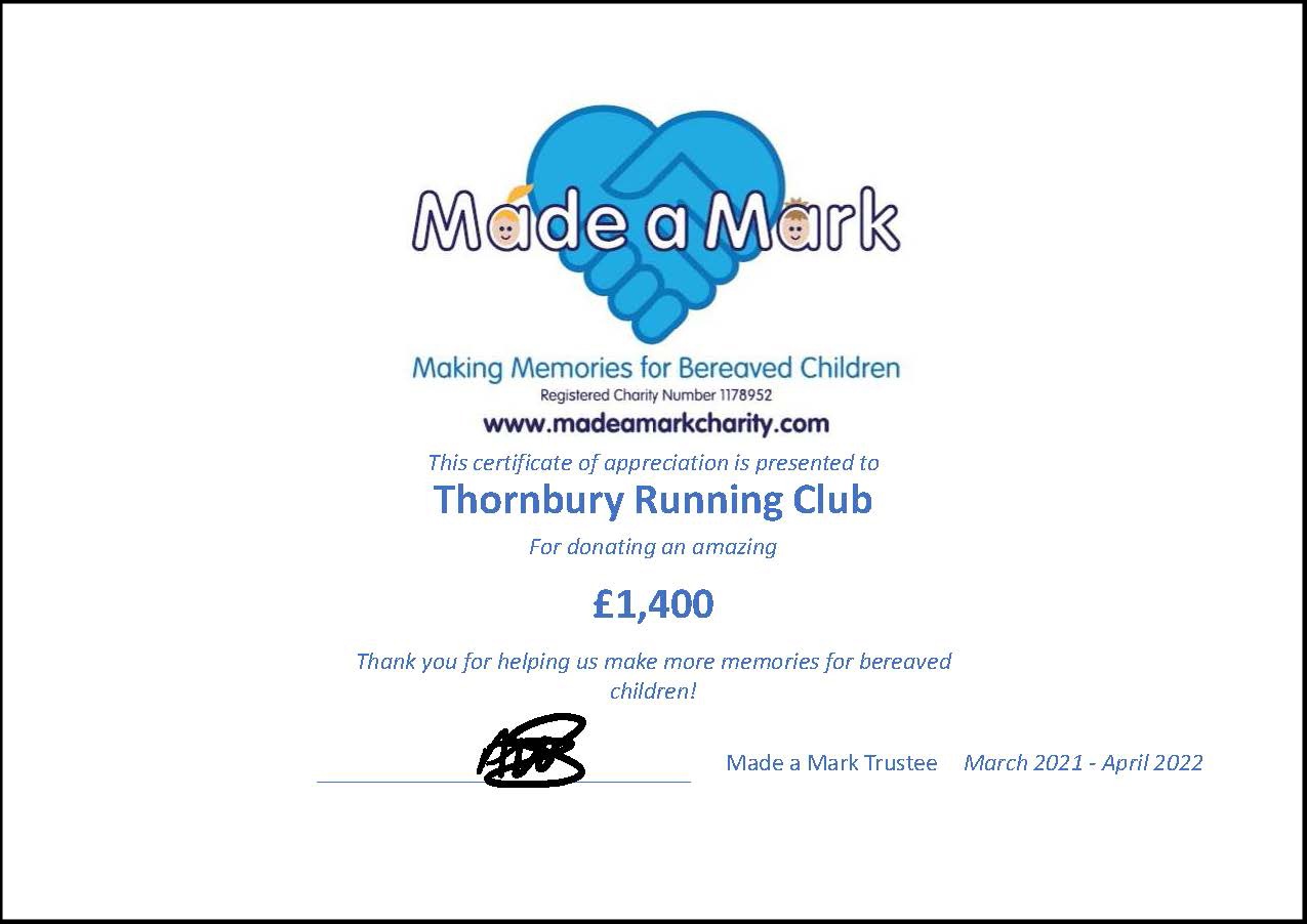 Made a Mark Donation Certificate